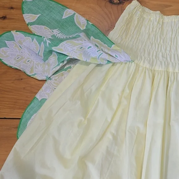 Cute Vintage Smocked Shirred Full Petal Skirt Set with Tube Top Eyelet Trim - Picture 11 of 11